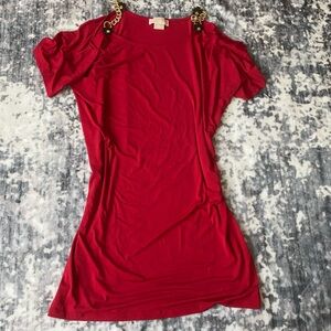Michael Kors Red Dress with Gold Chain Accents
